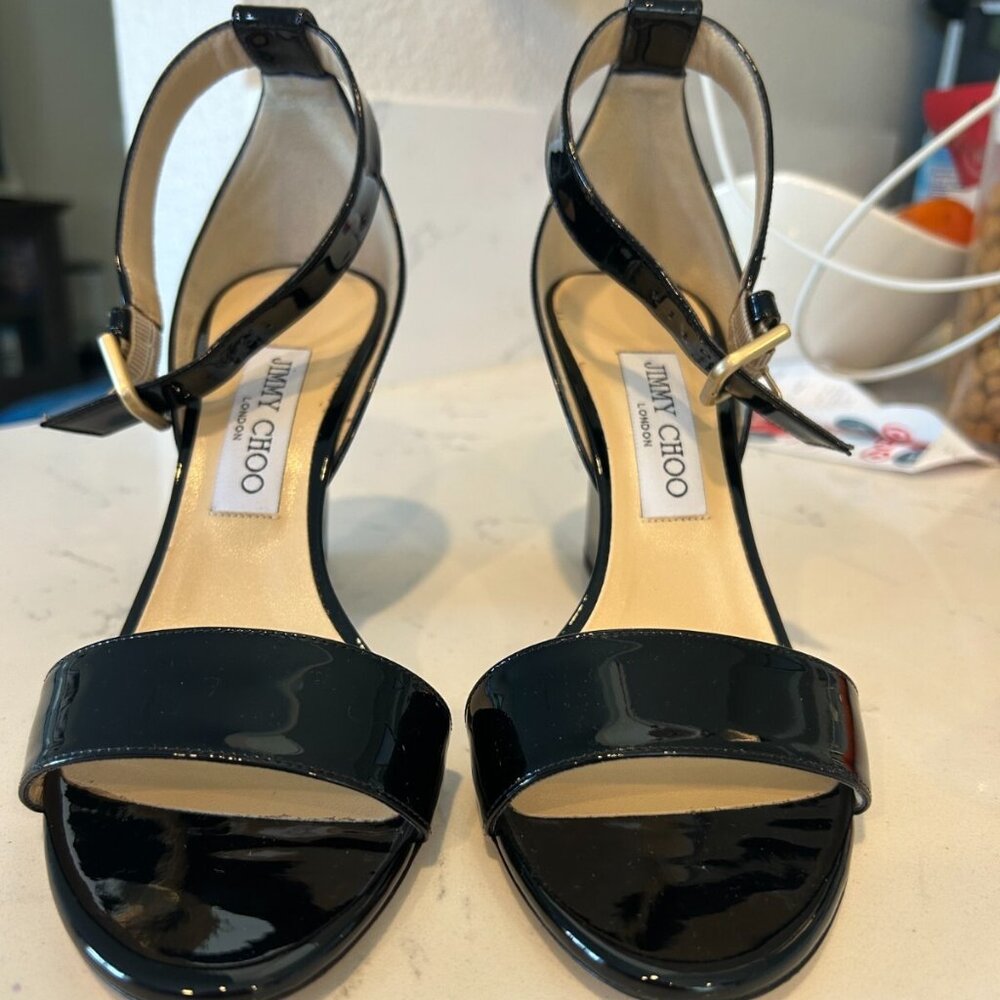 Jimmy Choo Edina Black Patent Leather heel
